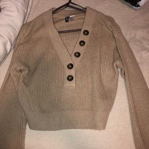 Cropped button sweater